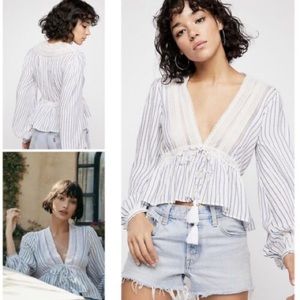 Free People Oberoi Lace Top with Tassles